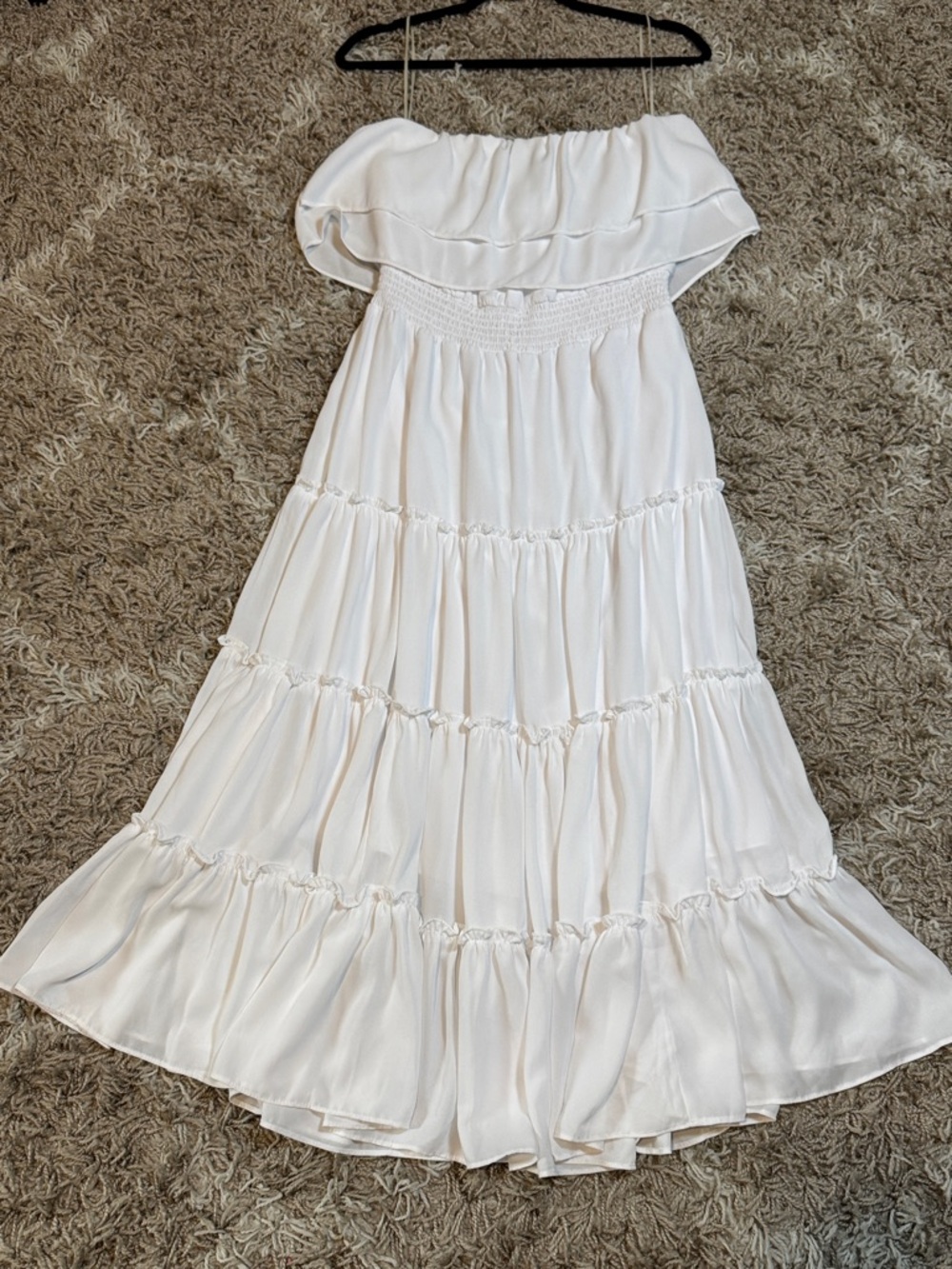 NWT 1. STATE Strapless Tiered Ruffle Midi Dress Ultra White size Large - Picture 13 of 13